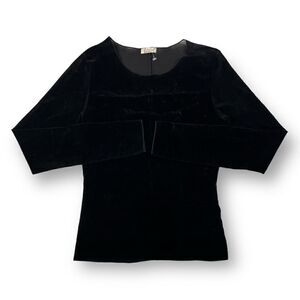 Free People Intimately Black Velvet Countdown Flocked Top Size Medium